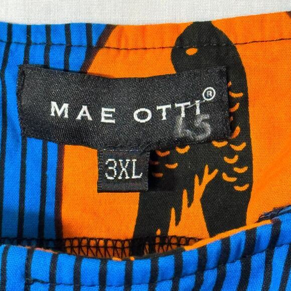Mae Otti African Print Top Orange Blue Designer 3XL Tabitha Brown Urban Work BBW - Picture 11 of 15